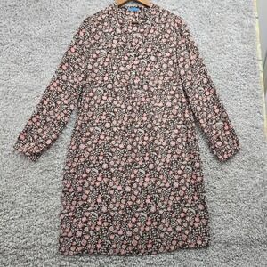 J McLaughlin Dress Womens Medium Brown Floral Long Sleeve Pockets Lightweight